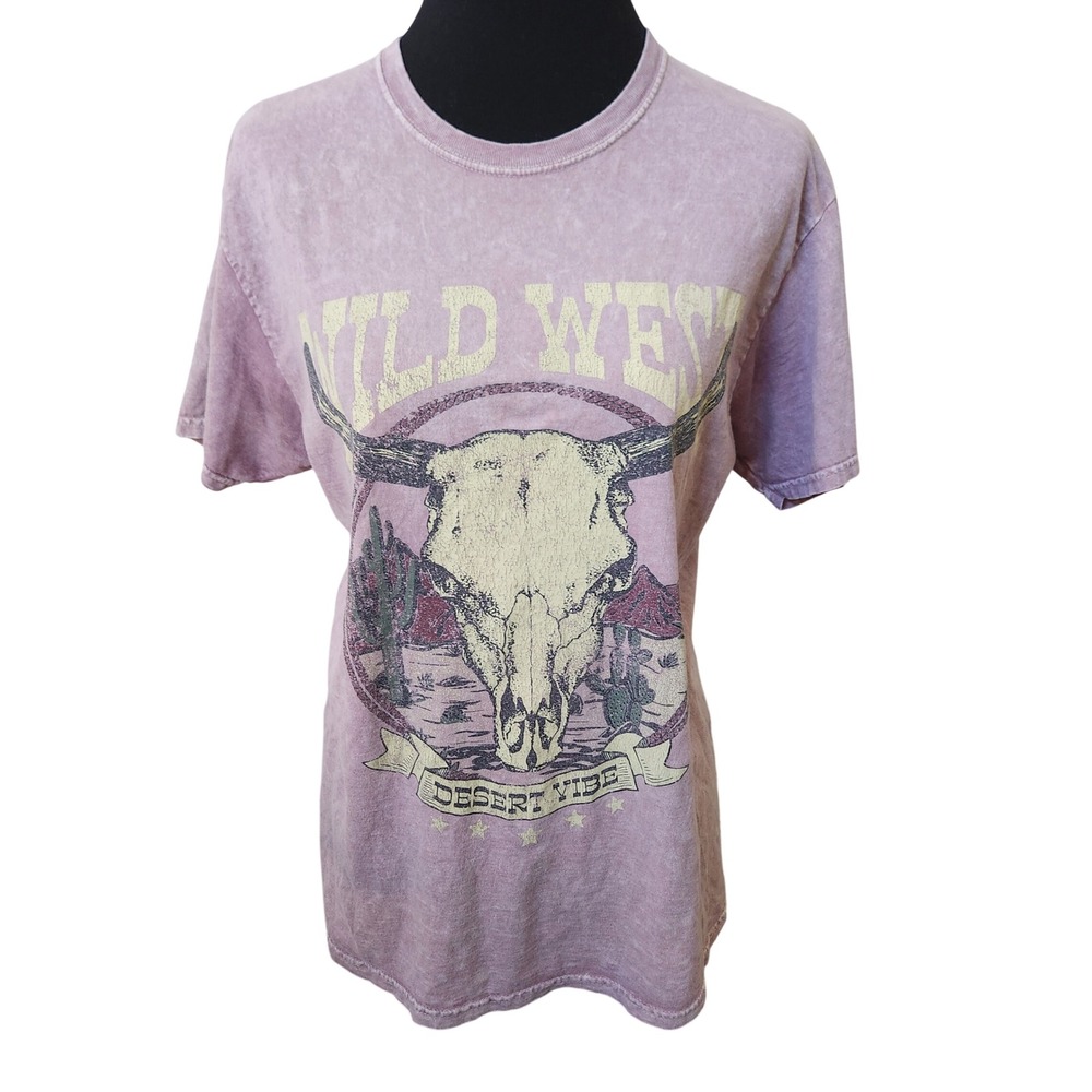 ALTR'D STATE Wild West Desert Distressed Skull Graphic T Shirt Purple XS S - Picture 3 of 7